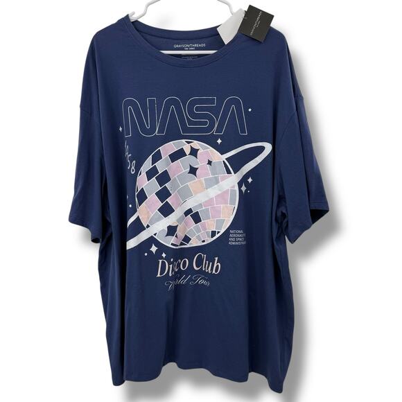 Grayson Threads NASA Disco Club T-Shirt plus size 1X short sleeve oversized tee - Picture 1 of 6